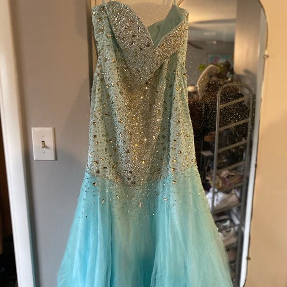Aqua Mermaid Prom Dress - Picture 2 of 6